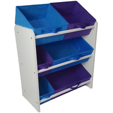 Organizador de Brinquedos Infantil Médio Cor:Azul e Violeta