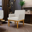 Ver imagem 3 de Kit 2 Poltronas Decorativas Sala De Estar E Recepção Base Mel Beatriz W01 Bouclê Creme - Lyam Decor