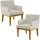 Ver imagem 1 de Kit 2 Poltronas Decorativas Sala De Estar E Recepção Base Mel Beatriz W01 Bouclê Creme - Lyam Decor