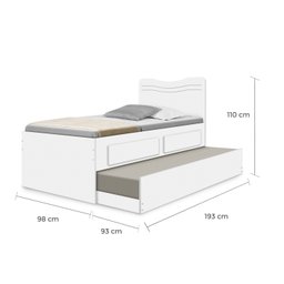 Bicama Confortavél Bibox Margarida Solteiro com Auxiliar:branco - 3