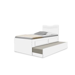 Bicama Confortavél Bibox Margarida Solteiro com Auxiliar:branco