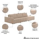 Ver imagem 7 de Sofá Ilha Modular com Puff para Sala Living 312cm Georgia K04 Veludo Bege - Mpozenato