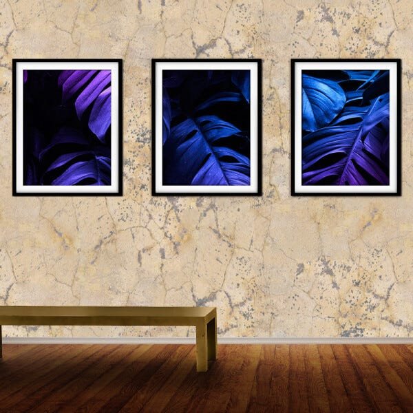 Quadro decor délicat preto 30x66 folhas tropicais mod 102 - 2