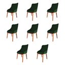 Ver imagem 2 de Kit 8 Cadeiras de Jantar Estofada Elisa Anatômica Veludo Verde Base Madeira Maciça Mel