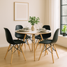 Conjunto de Jantar Mesa Eames Branca 90 Cm com 4 Cadeiras Pretas Dsw Modernas - 1
