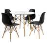 Conjunto de Jantar Mesa Eames Branca 90 Cm com 4 Cadeiras Pretas Dsw Modernas - 4