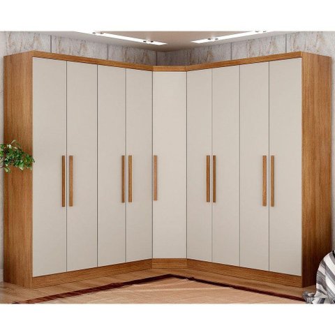 Guarda-roupa Em Mdf Com 9 Portas E 6 Gavetas Cumaru/fendi