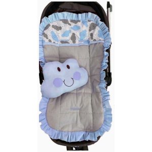 Capa de carrinho <br> 1- capa de carrinho 50 cm x 88 cm <br> : 01 ALMOFADA NUVEM<br> Tecido: 100% Algodão<br> Enchimento: 100% Poliester