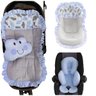 Capa De Carrinho + Bebê Conforto + redutor nuvens azul - 1