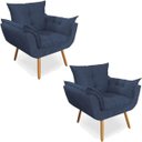 Ver imagem 1 de Kit 2 Poltronas Opala Pés Palito Decoração Recepção Suede Azul Marinho