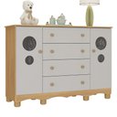 Ver imagem 2 de Cômoda Infantil 125cm 2 Portas com Vidro e 4 Gavetas Suspiro Multimóveis Mp4460 Madeirado/off