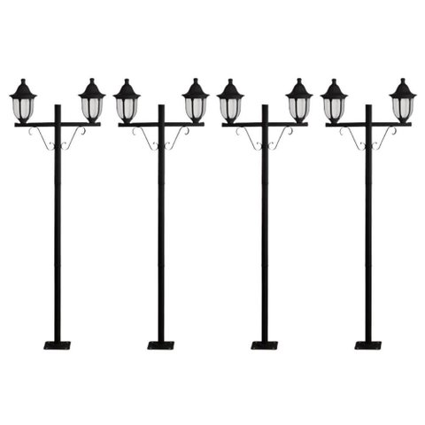 Kit 4 Postes de Iluminação Luminária Externa 1,6m Alumínio Preto Clássico Modena Dital
