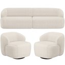 Ver imagem 1 de Sofá 3 Lugares Curvo Orgânico com 02 Poltronas para Sala Living 220cm Barolo L06 Linho Mescla - Lyam