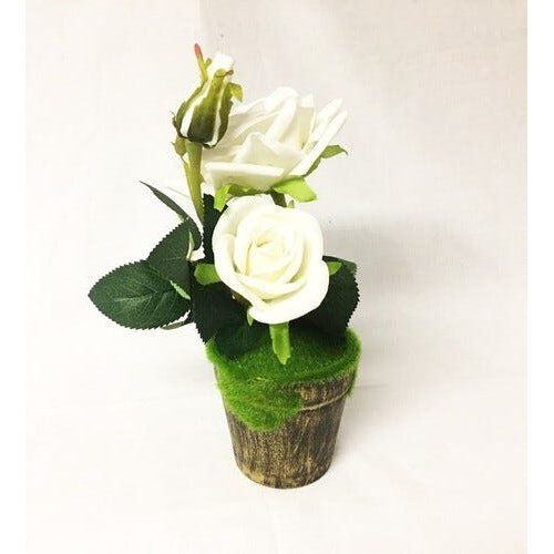 Vaso Decorativo, Com Rosa Branca, Artificial | MadeiraMadeira