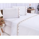 Ver mais imagens de Jogo lençol Atenas quarto casal Queen bordado 4 peças 2fronha: Branco com Verde Petróleo