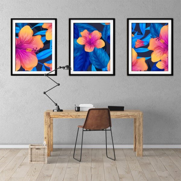 Quadro decor délicat preto 30x66 folhas tropicais mod 70 - 2