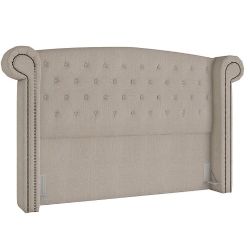 Cabeceira Cama Box Queen com Tachas 160 cm Sofia P05 Linho Creme - Lyam Decor