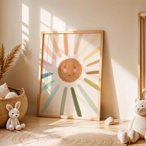Quadro Decorativo Infantil Sol Boho Raios Das Cores Quarto Bebê Menino Menina NO1