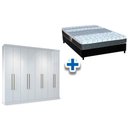 Ver imagem 1 de Cama Box Casal + Colchão Class Castor + Guarda Roupa Master Vip 8.4 Branco