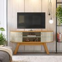 Ver imagem 1 de Rack Tv 55 Pol 136cm Bancada para Sala Rylan M20 - D'Rossi Cor Cumaru e Opala