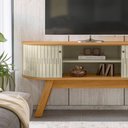 Ver imagem 4 de Rack Tv 55 Pol 136cm Bancada para Sala Rylan M20 - D'Rossi Cor Cumaru e Opala