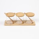 Ver imagem 1 de Porta Temperos Kit 3 Potes Vidro Borossilicato com Base de Bambu Transparente para Cozinha