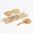 Ver imagem 2 de Porta Temperos Kit 3 Potes Vidro Borossilicato com Base de Bambu Transparente para Cozinha