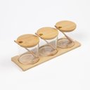 Ver imagem 3 de Porta Temperos Kit 3 Potes Vidro Borossilicato com Base de Bambu Transparente para Cozinha