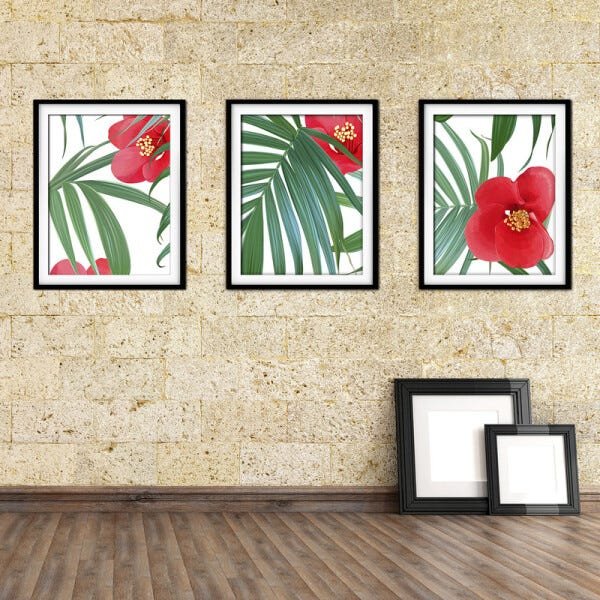 Quadro decor délicat preto 45x96 folhas tropicais mod 145 - 2