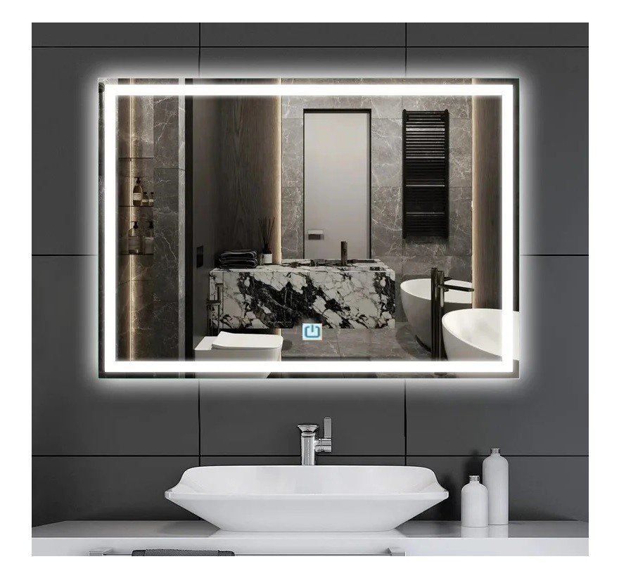 Espelho Jateado Iluminado com Led Frio e Touch 130x90cm Horizontal - 1