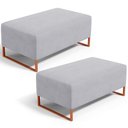 Ver imagem 1 de Kit 02 Puffs Decorativo Sala De Estar Cléo 90cm W01 Base Ferro Cobre Suede Cinza - Lyam Decor