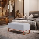 Ver imagem 2 de Kit 02 Puffs Decorativo Sala De Estar Cléo 90cm W01 Base Ferro Cobre Suede Cinza - Lyam Decor
