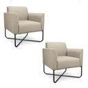 Ver imagem 1 de Kit 02 Poltronas Marisa Suede Bege Base X Industrial Preta