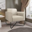Ver imagem 3 de Kit 02 Poltronas Marisa Suede Bege Base X Industrial Preta