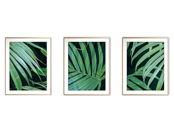 Quadro mdf délicat dourado 80x140 folhas tropicais mod 151 - 1