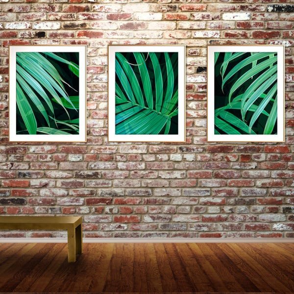 Quadro mdf délicat dourado 80x140 folhas tropicais mod 151 - 2