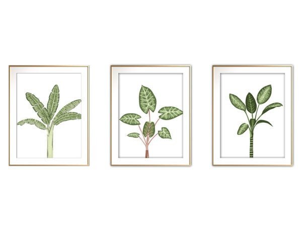 Quadro mdf délicat dourado 80x140 folhas tropicais mod 143 - 1