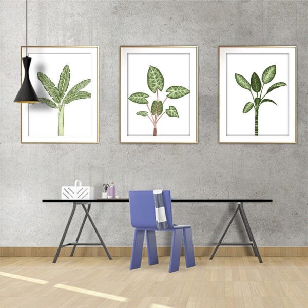Quadro mdf délicat dourado 80x140 folhas tropicais mod 143 - 2