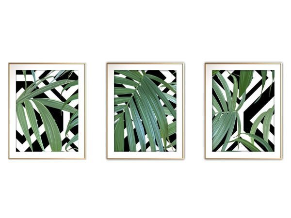 Quadro mdf délicat dourado 80x140 folhas tropicais mod 141 - 1
