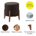Ver imagem 3 de Kit 2 Puff Decorativo Redondo Luxo Roma Suede Marrom