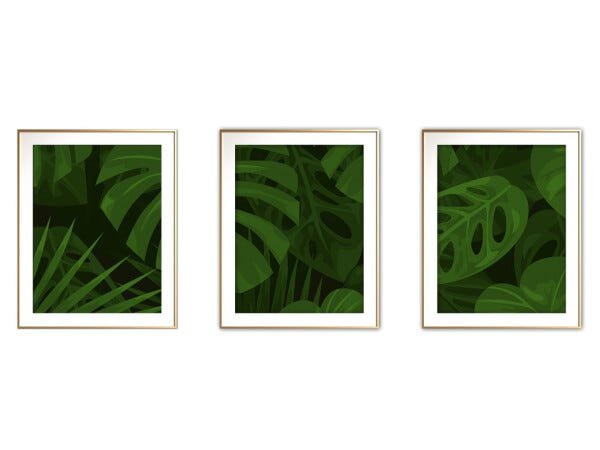 Quadro mdf délicat dourado 80x140 folhas tropicais mod 131 - 1