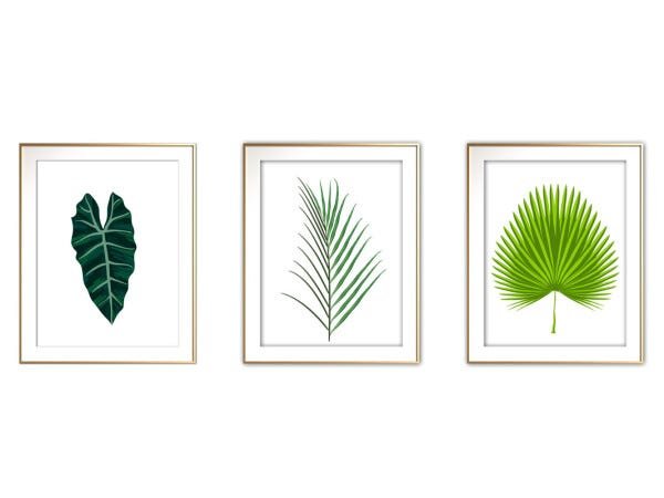 Quadro mdf délicat dourado 80x140 folhas tropicais mod 02 - 1
