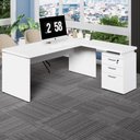 Ver imagem 1 de Mesa em L 150cm X 160cm Gaveteiro 3 Gavetas Pés Painel F5 Cor:branco