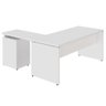 Mesa em L 150cm X 160cm Gaveteiro 3 Gavetas Pés Painel F5 Cor:branco - 5