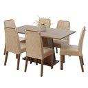 Ver imagem 2 de Conjunto Sala de Jantar Tampo de Madeira 6 Cadeiras Rustic/Crema/Imperial Cedro Madesa