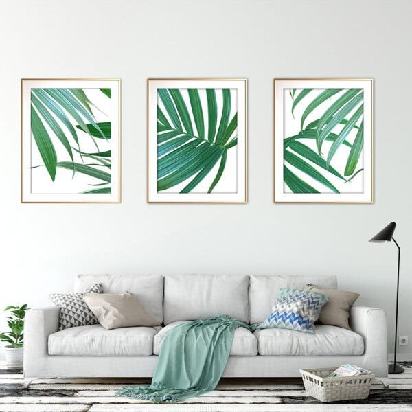 Quadro mdf délicat dourado 68x126 folhas tropicais mod 150 - 2