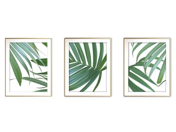 Quadro mdf délicat dourado 68x126 folhas tropicais mod 150 - 1