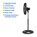 Ver imagem 3 de Ventilador Coluna com Pé 50cm Turbo 6 Pás 127V Silencioso 3 Velocidades Ajustável