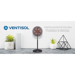 Ventilador Coluna Preto 50cm Turbo 6 Pás Oscilante Ventisol 127v - 6