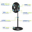 Ver imagem 2 de Ventilador Coluna com Pé 50cm Turbo 6 Pás 127V Silencioso 3 Velocidades Ajustável